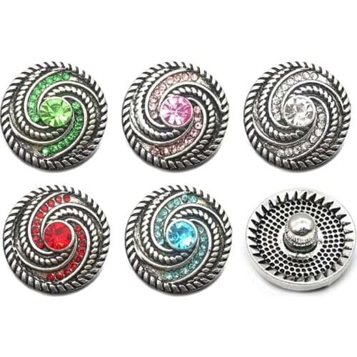 W025 flower 18mm 20mm rhinestone metal button for snap button Bracelet Necklace Jewelry For Women Silver jewelry