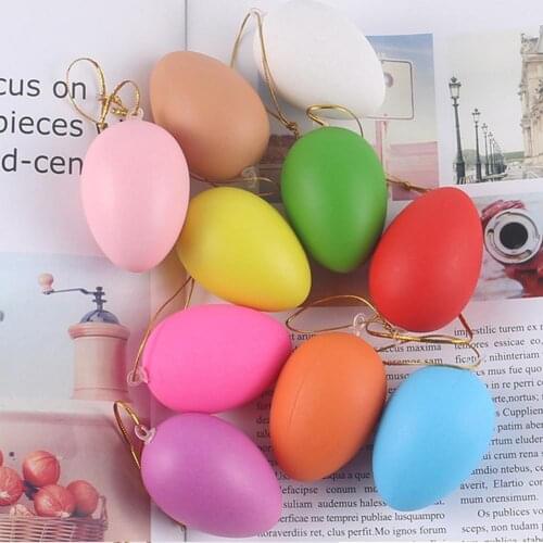 10/20pcs Creative Handmade Painted Easter Egg Toy Plastic Rope Egg Craft DIY Hanging Graffiti Kids Toy Educational with Ear P7P9