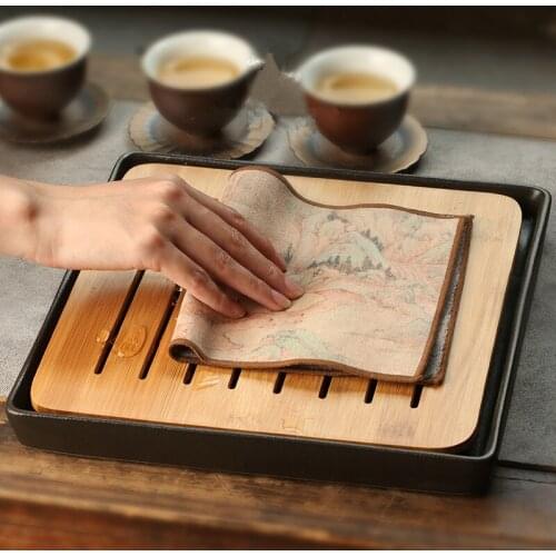 2pcs Suede tea towel household Zen tea table tea cloth high-grade water-absorbing Kungfu tea set tea accessories kitchen items