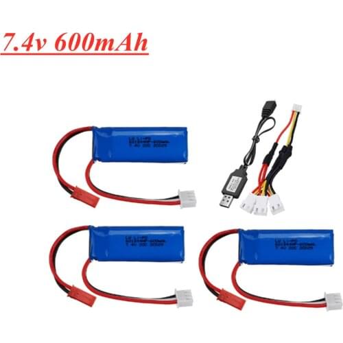 7.4V 600mAh 601844 Lipo Battery for WLtoys K969 K979 K989 K999 P929 P939 RC Car Parts 2s 7.4v Battery Charger Set