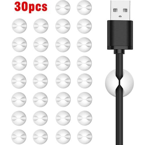 30Pcs Multipurpose Car Desk Desktop Wall Round USB Wire Cord Cable Holder Clip Organizer Retainer Clamps Collation Management