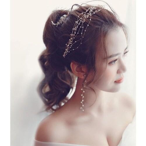 OLOEY Flower Wedding Crowns Tiaras Hairbands Romantic Sweet Garland Wedding Hair Accessories For Bride Bridesmaids Beach Jewelry