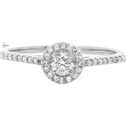 Womens 0.50 Carat (Ctw) 18K Round Moissanite Engagement Ring Diamond Halo Wedding Ring 1/2 Ct Rose Gold White Gold Yellow Gold