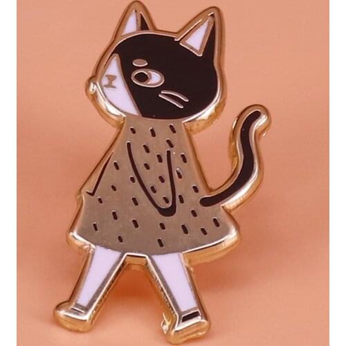 Cat lady badge cute animal lovers elegant flair art accessory