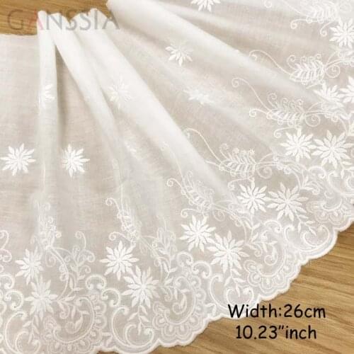 1yard/lot Width:26cm Fashion cotton ivory white lace Garment lace trimming lace for diy Embroidered chemical lace(ss-691)