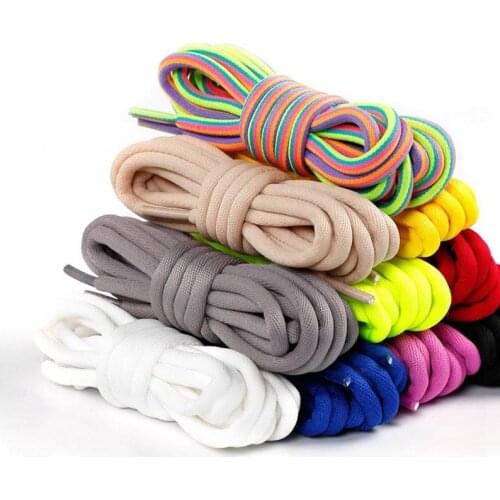 1 Pair Cotton Shoelaces Round Rainbow Solid Martin Boot Shoelace Coconut Sneakers Casual Shoes Lace FA1 Accessories Strings