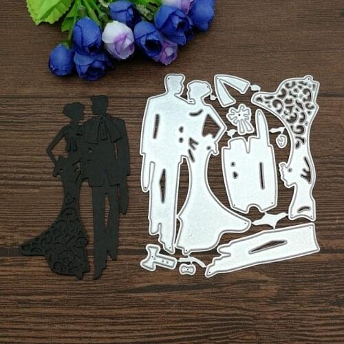 1pcs Wedding Couple Metal Cutting Dies Stencils for DIY Scrapbooking Decorative Embossing Paper Cards Craft Dies