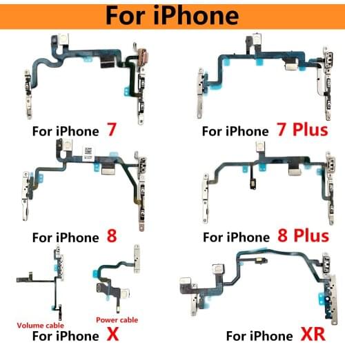 10PCS Original Power Flex For Iphone 7 8 Plus Power & Volume Buttons Key Switch Flex With Metal For Iphone X XR XS Max atacado