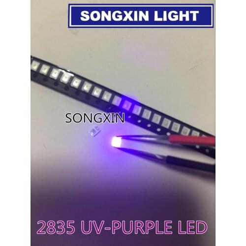 100pcs Diodes 2835 3528 SMD UV LED Purple Lamp Bead 395 - 410nm Ultraviolet Light-emitting Diodes Ultra Violet 0.2W Bead Lamp