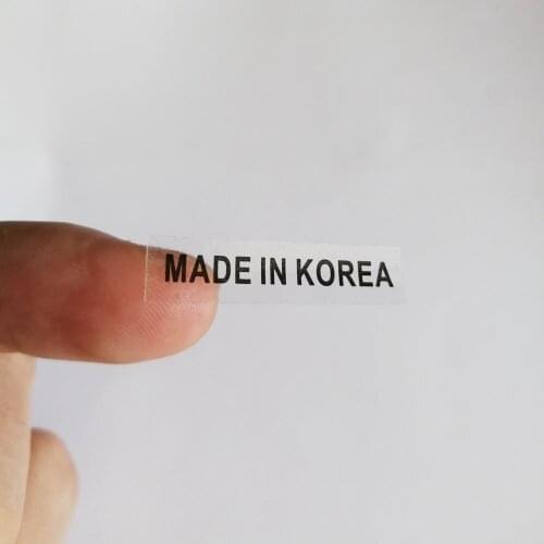 Free Shipping 6X28mm Transparent Label MADE IN KOREA Country of Origin Stickers