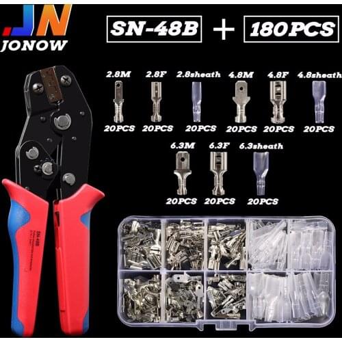 2.8/4.8/6.3mm Universal Spring Plug Electric Wire Connectors Crimp Terminal Connector Insulated Crimping Sheath Silver Box Kit