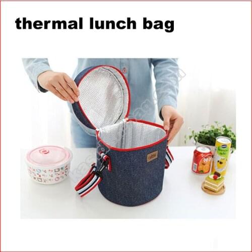 2pcs/lot 9 sizes available denim insulated thermal cooler lunch bag