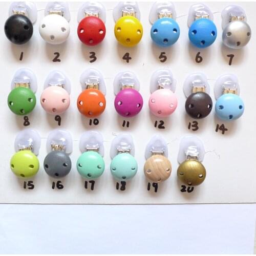 200PCS 18 Colors Mix Natural Wood Baby Pacifier Clips