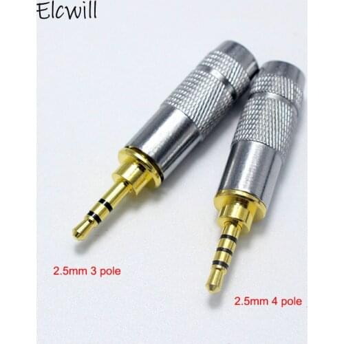 2.5mm Jack 3 Pole 4 Pole Male Connector Adapter for DIY Stereo Headset Earphone/Repair Earphone Speaker with Metal Shell