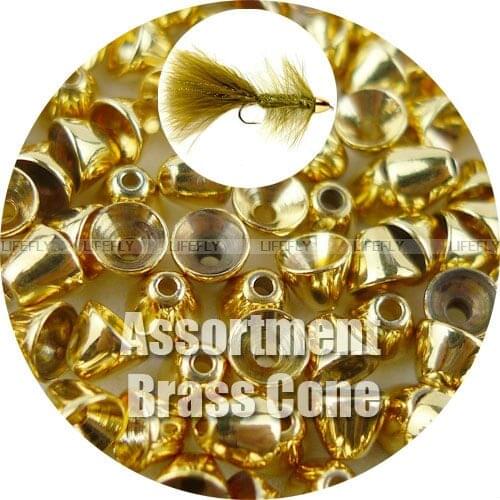 4 Sizes Assortment, 400 Brass Coneheads, Cone Head, Gold Color, Fly Tying, Lure Making, Fishing