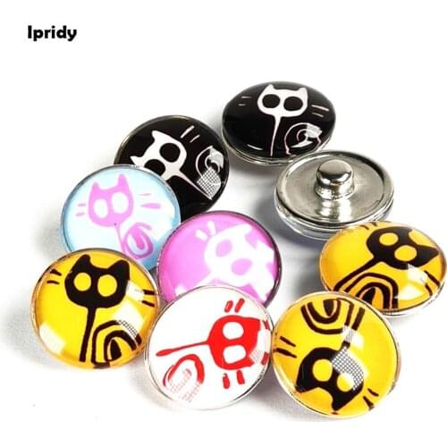 5Pcs/lot 18mm Glass Snap Button Fit Snap Button Bracelets Round Silver Tone,Monochrome,Character portrait,Flower