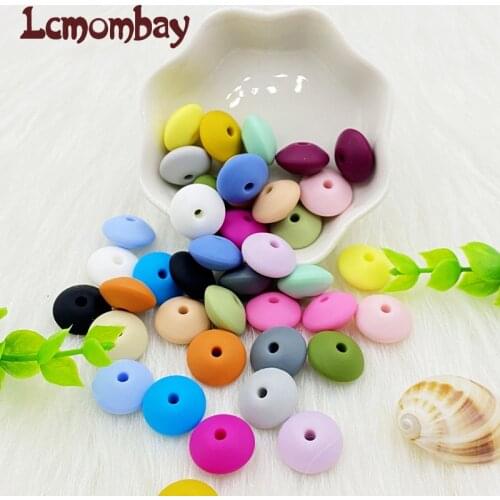 50pcs Lentil Silicone Beads 15mm Food Grade Rodent DIY Baby Pendant Necklace Baby Teether childrens products