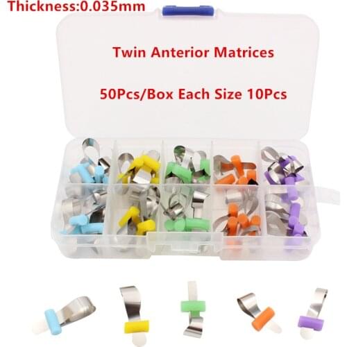 50Pcs/Pack Metal Matrix Bands Retainerless Automatrix With Locker Dental Matrix Matrices Sectional contoured Matrices
