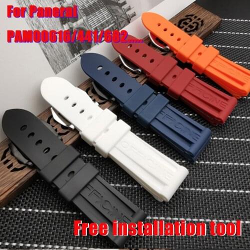 Watch Accessories for Panerai Watch Strap PAM00616 441 682 Silicone Rubber Watchband Wristwatch Men Women Bracelet tools 24mm