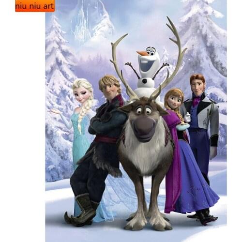 DIY Diamond Embroidery 5D Full Square Diamond Painting Diamond Mosaic Cartoon Disney Frozen Snow Princess Wedding Decoration