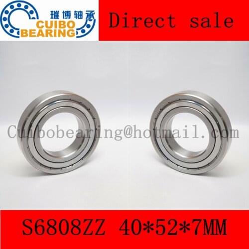 Free Shipping 10PCS S6808ZZ 40x52x7 Stainless Steel Shielded Miniature Ball Bearings S6808 ZZ S61808ZZ
