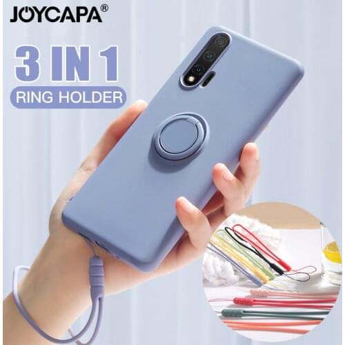 Luxury Soft Silicone Case For Huawei P20 P30 P40 Mate 20 30 Lite Nova 5 5i 6SE 7SE Honor 30 20 Pro Ring Holder Shockproof Cover