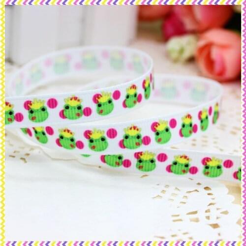 DHK 3/8'' 5yards frog printed grosgrain ribbon headwear hair bow diy party decoration OEM Wholesale 9mm E1277