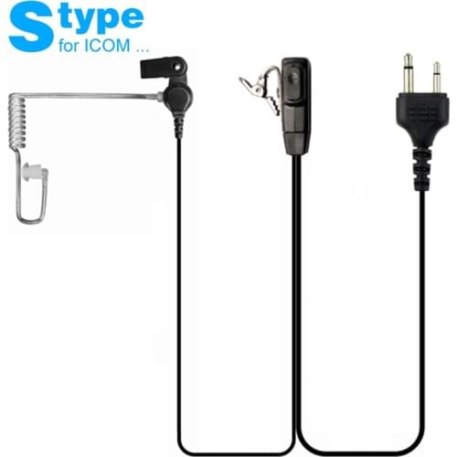 Earpiece Headset Mic for ICOM IC-V8 IC-V82 Cobra Vertex VX-200 Walkie Talkie S type 2 Pin PPT Anti-noise Air Acoustic Tube