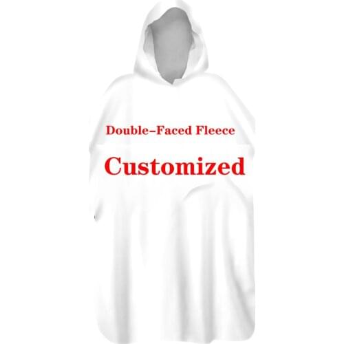 New Customizable Double-Sided Velvet Microfiber Quick Dry Soft Beach Towel Warmth Bath Changing Robe Hooded Poncho Swimwear