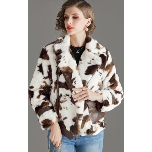 European station faux mink fur jackets мех female winter new fashion leopard temperament thicker warm fur coats mex F505