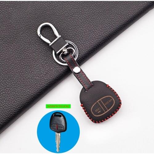 Hot Sale Carrying Leather cover wallet key remote case For Mitsubishi outlander ASX colt LANCER Grandis Pajero sport 2 buttons