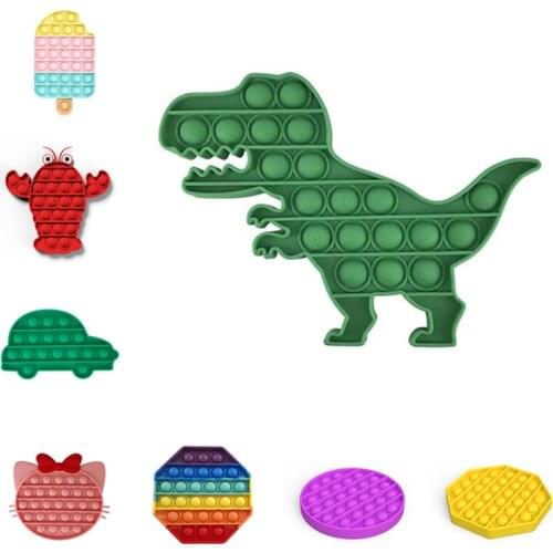Rainbow Push Pop Its Fidget Toys Intelligence Game Dinosaur Cat Car Ice Cream Lobster Hexagon Bubble Among Us Cheap Puzzle Gift