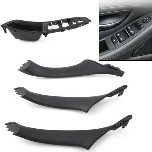 4Pcs Black Car Interior Window Switch Armrest Panel Door Handle Kit For BMW F10 F11 5 Series 520i 530i 535i 2006-2010 RHD
