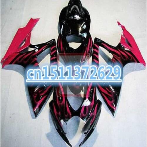 Red Flame BlackCustom Injection fairing kits for SUZUKI K6 GSXR750 R600 2006 2007 aftermarket fairings parts GSXR 600 750 06 07