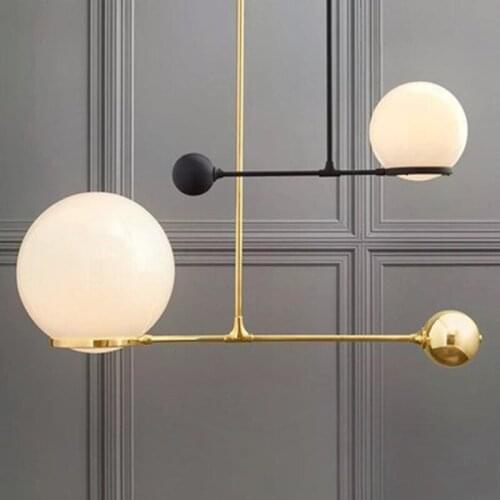 Northern Europe creative bar pendant light post modern minimalist line white glass ball restaurant bedroom bedside lighting
