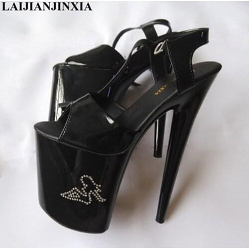 LAIJIANJINXIA Womens Shoes Rhinestone Sexy Pole Dancing Shoes 8 Inch High Heels Shoes Nightclub Dance Shoes E-029