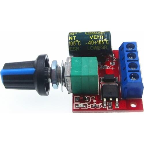 5PCS Mini DC Motor PWM Speed Controller 3V 6V 12V 24V 35VDC 90W 5A DC Motor Speed Control Switch LED Dimmer