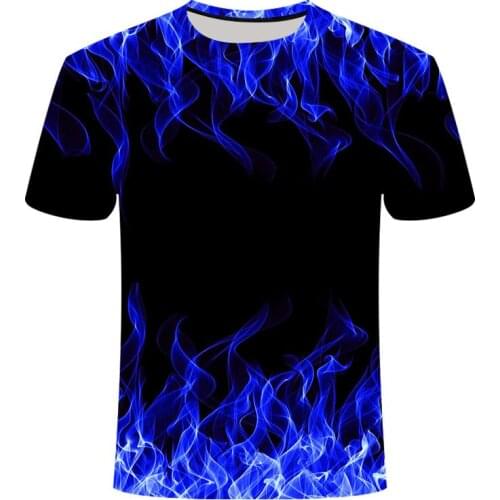 High quality fashion sales Mens New Summer T-shirt With Round Neck Short Sleeve Blue green red purple Flame 3D Printed Top