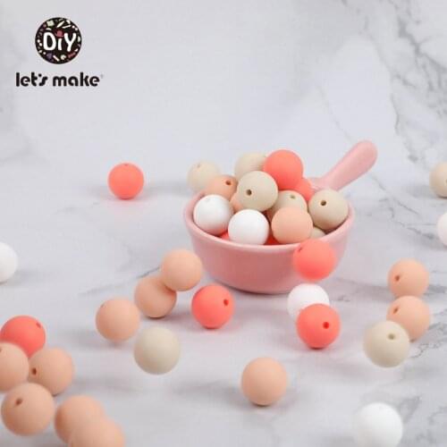 Lets make Silicone Beads DIY Accessories Bracelet Jewelry Pacifier Chain Orange Set 15mm 10PCS BPA Free Food Grade Baby Teether