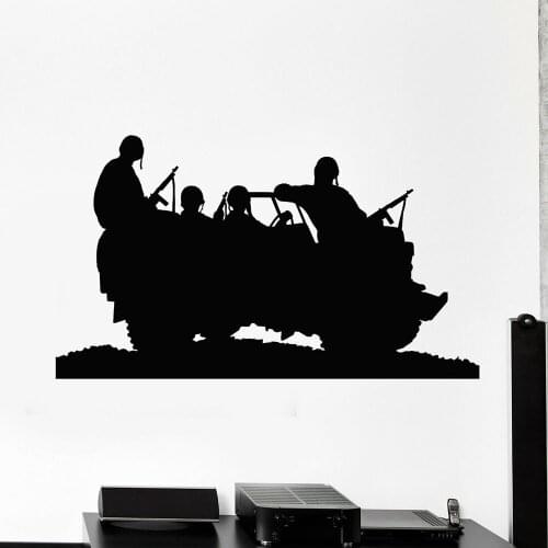 Soldiers Wall Stickers Teen Room Art Decor War Military Car Rifle Weapon Boys Vinyl Wall Decal Office Window Decoration Z445