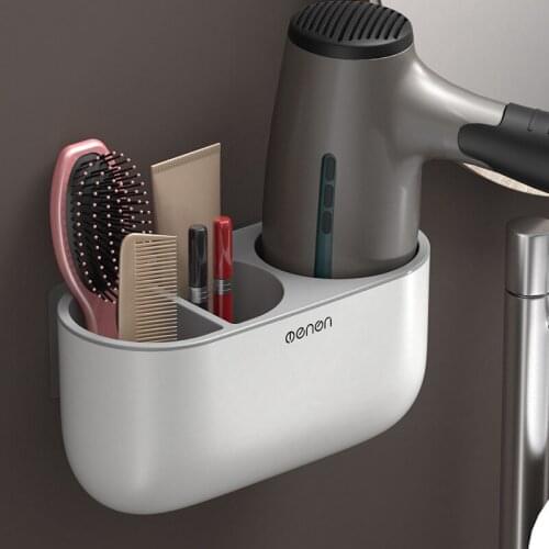 LBER Mengni Bathroom Finishing Brush wc Hair Dryer Rack Wall-Mounted Shelf Makeup Storage Nailless Hair Dryer Toothbrush Holder