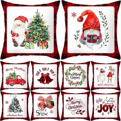 Santa Claus Snowman Christmas Cushion Cover Merry Christmas Decorations for Home 2021 Xmas Ornaments Navidad Noel Decor 45x45cm