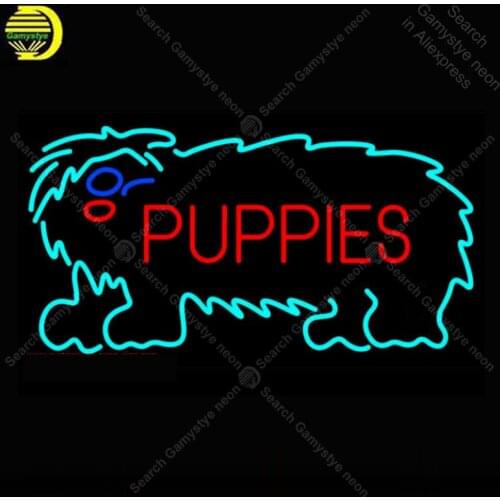 Puppies Neon Sign Real Glass Tube Dog Handmade neon light Sign Display Decorate Wall Hotel Food Pub club Iconic Neon Light Lamp