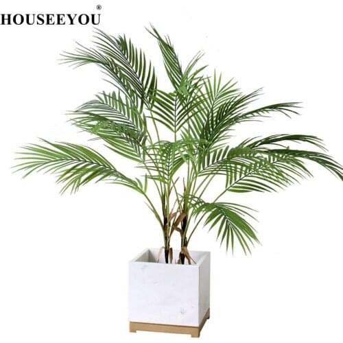 Multiple Green Artificial Palm Leaf Plastic Plants Garden Home Outdoor Decorations Scutellaria Tropical Tree Fake