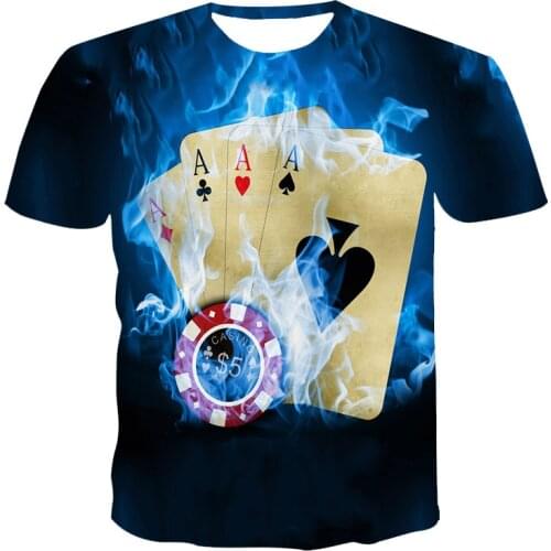 2021 New Summer T-Shirt Unisex Short-Sleeved 3D Printing T-Shirt Poker Series Personality Round Neck Pullover XXS-6XL Wholesale