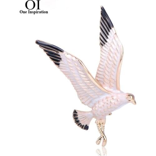 OI Vivid Eagle Shape Brooches Enamel Animal Lapel Pin Jewelry For Women Sweater Hats Corsage Scarf Clip Ornaments