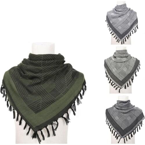 100% Cotton Arab Keffiyeh Shemagh Square Thickened Windproof Scarf For Desert Shawl Military Tactical Shemagh