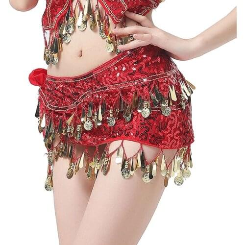 Chiffon With Gold Cion Belly Dance Hip Scarf Women Performance Indian Belly /Bollywood Dancing Clothes Skirt