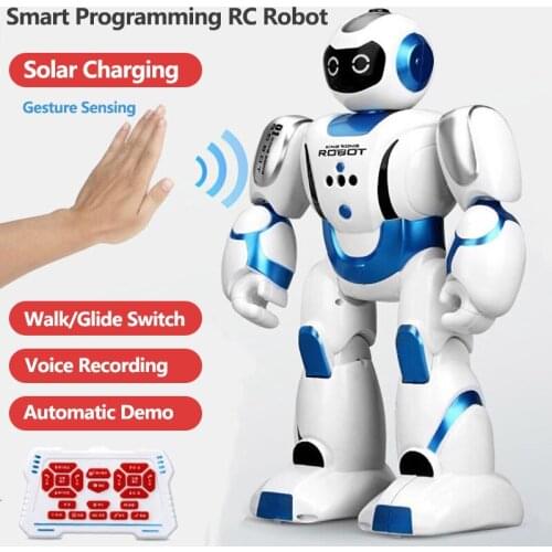 Solar Charging Programming RC Robot Walk/Glide Switch Gesture Sensing Voice Recording Flash Lights Electric RC Toys For Children
