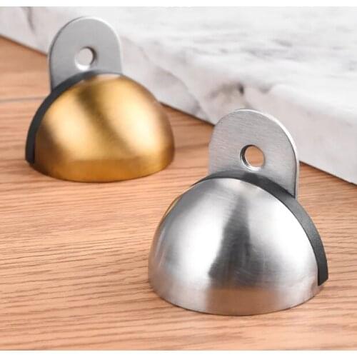 Zinc Alloy Rubber Door Stopper Non Punching Sticker Hidden Door Holder Catch Floor Mounted Nail-free Door Stop Door Hardware